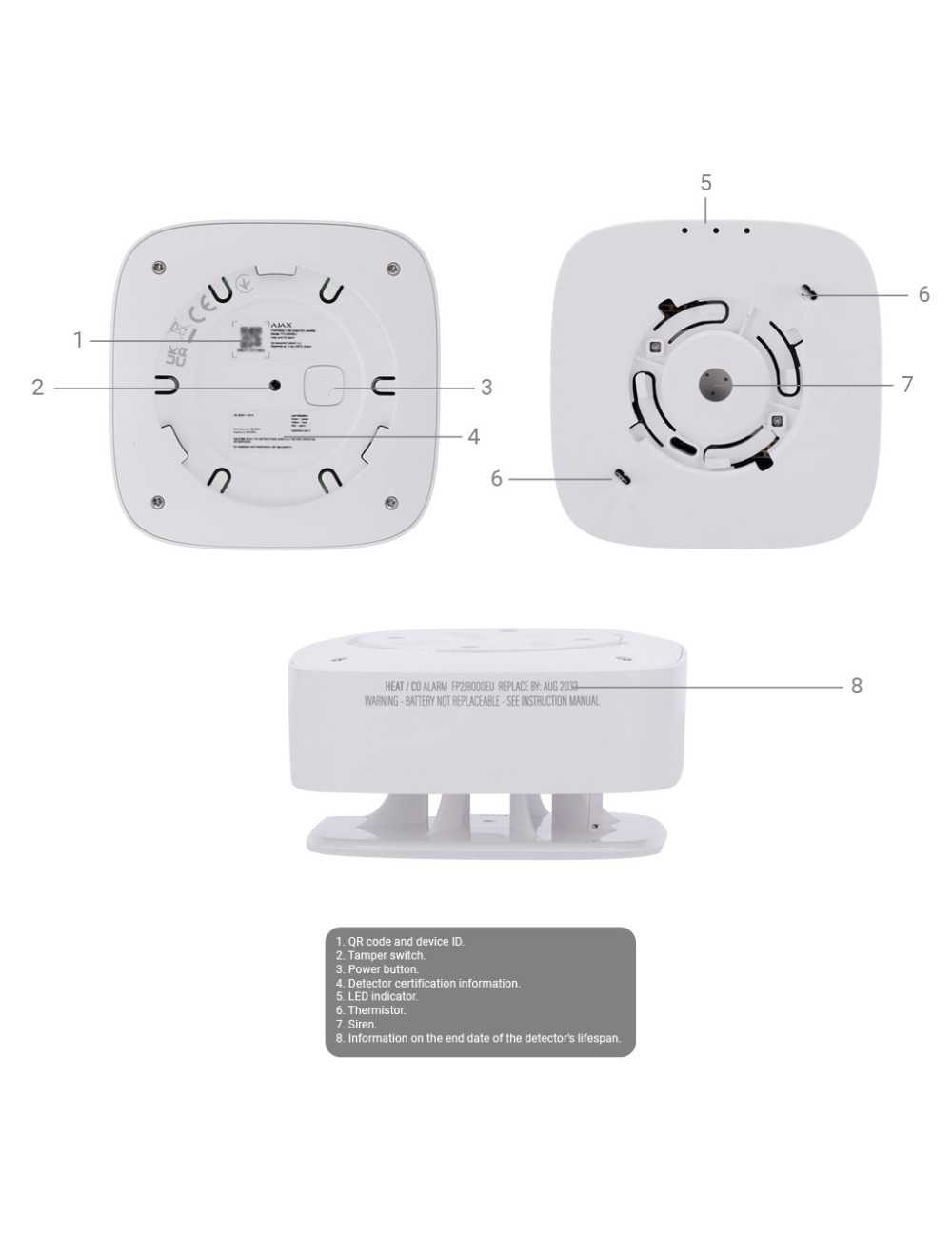 Ajax FireProtect 2 RB (Heat) Jeweller - Détecteur de chaleur sans fil