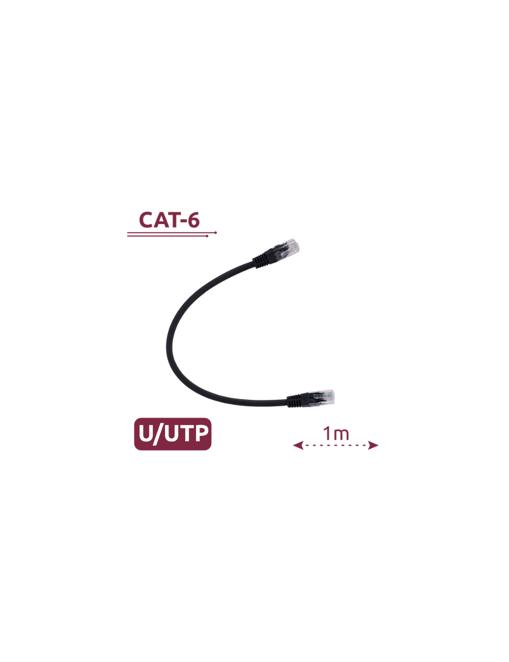 Safire UTP6-H-1BK - Câble Ethernet Catégorie 6 1 mètre