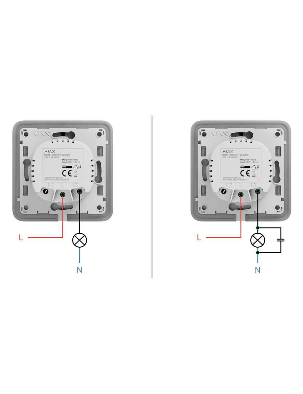 Ajax LightCore (1-Gang) Jeweller - Relais pour interrupteur intelligent