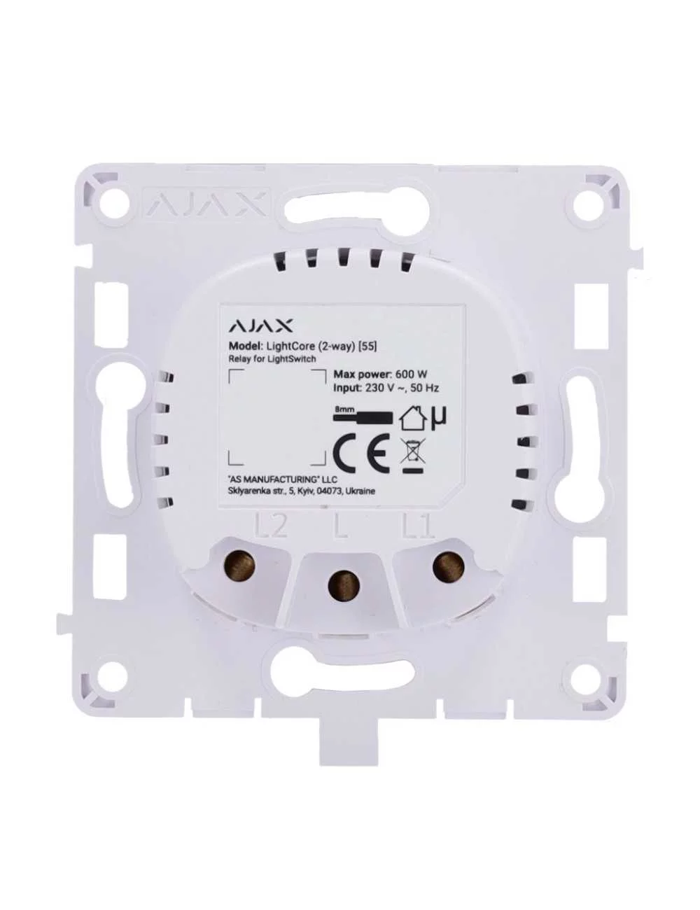 Ajax LightCore (2-Way) Jeweller - Relais pour interrupteur intelligent double